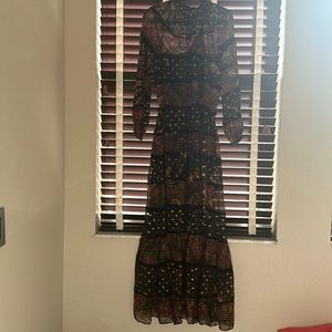 Farm Rio MIXED LEOPARD BUTTERFLY SKY MAXI DRESS